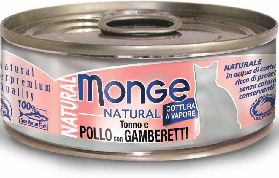 Image monge Консервы для кошек с тунцом, курицей и креветками Cat Natural Tonno e Pollo con Gamberetti (80 г)