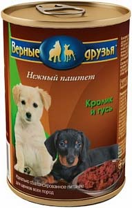 Image верные Друзья Паштет для щенков с кроликом и гусем (400 г)