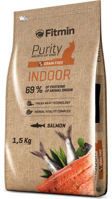 Image fitmin CAT PURITY Сухой беззерновой корм для взрослых домашних кошек Indoor (0,4 кг)