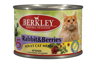 Image berkley Консервы для взрослых кошек с кроликом и лесными ягодами Adult Rabbit&Berries №5 (200 г)