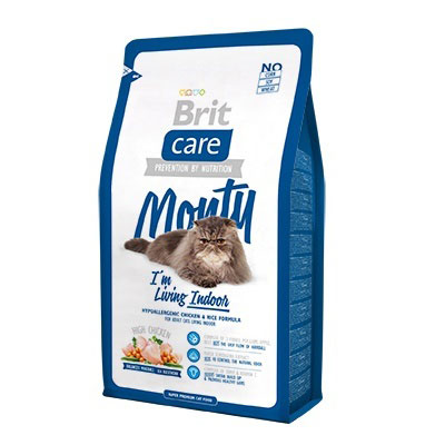 Image brit Care Сухой корм для домашних кошек с курицей Monty Indoor (2 кг)