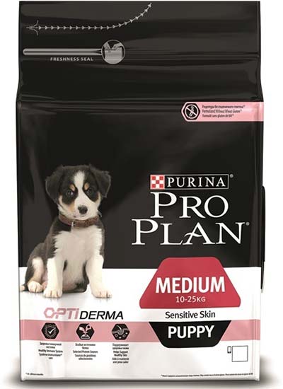 Image purina Pro Plan Сухой корм для щенков средних пород с чувствительной кожей и желудком с лососем Puppy Medium Sensitive Skin (12 кг)