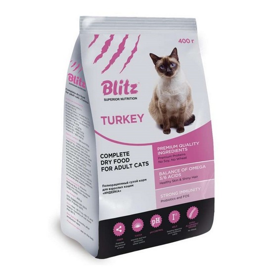 Image blitz Сухой корм для кошек с индейкой Adult Cats Turkey (0,4 кг)