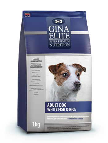 Image gina ELITE Гипоаллергенный сухой корм для взрослых собак с белой рыбой и рисом Adult Dog White Fish&Rice (15 кг)