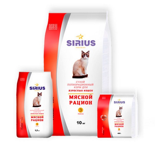 Image sirius Сухой корм для кошек Мясной рацион (1,5 кг)