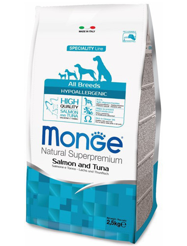 Image monge Сухой гипоаллергенный корм для собак с лососем и тунцом Dog Speciality Hypoallergenic Salmone&Tuna (2,5 кг)