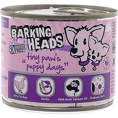 Image barking Heads Консервы для щенков мелких пород с курицей &quot;Щенячьи деньки&quot; Tiny Paws Puppy Days (200 г)