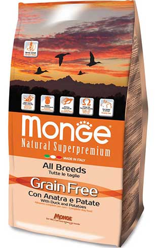 Image monge Сухой беззерновой корм для собак всех пород уткой и картофелем Dog Grain Free (2,5 кг)