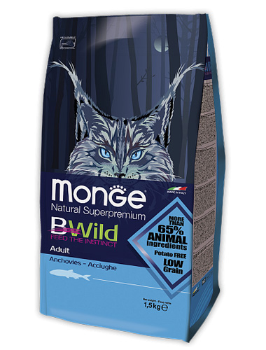 Image monge Сухой корм для взрослых кошек с анчоусами BWild Adult Anchovies (1,5 кг)