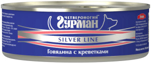 Image влажный корм для собак Четвероногий Гурман Silver line Говядина с креветками 0,1 кг