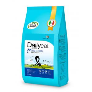 Image dailyCat Adult Exi Care Fish and Rice сухой корм для взрослых привередливых кошек с сельдью, лососем и рисом 1.5 кг