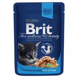 Image brit Premium Chicken Chunks for Kitten влажный корм с кусочками курицы для котят 24 штх100 гр