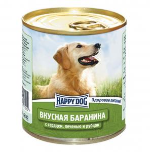 Image влажный корм Happy Dog Вкусная Баранина с сердцем, печенью и рубцом для взрослых собак всех пород - 750 г