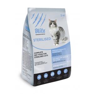 Image сухой корм Blitz Sterilised Cats для стерилизованных взрослых кошек с индейкой - 2 кг