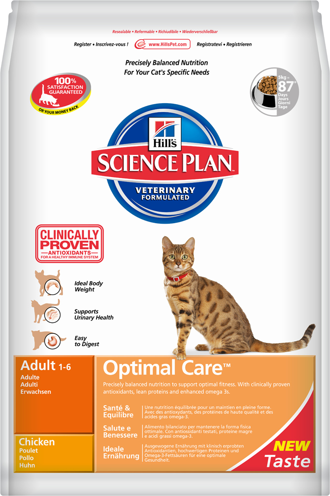 Image сухой корм для кошек Hills Science Plan Optimal Care Adult Chicken 5 кг