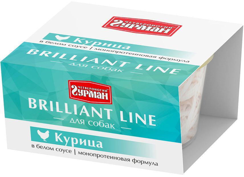 Image влажный корм для собак Четвероногий Гурман Brilliant line Курица в белом соусе 0,1 кг