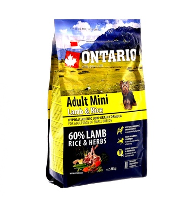 Image ontario Сухой корм для взрослых собак малых пород с ягненком и рисом Adult Mini Lamb&Rice (2,25 кг)