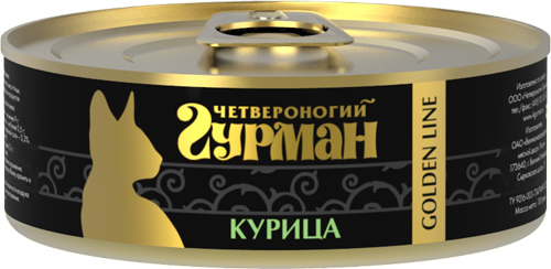 Image влажный корм для кошек Четвероногий Гурман Golden line Курица натуральная 0,1 кг