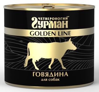 Image влажный корм для собак Четвероногий Гурман Golden line Говядина натуральная 0,5 кг