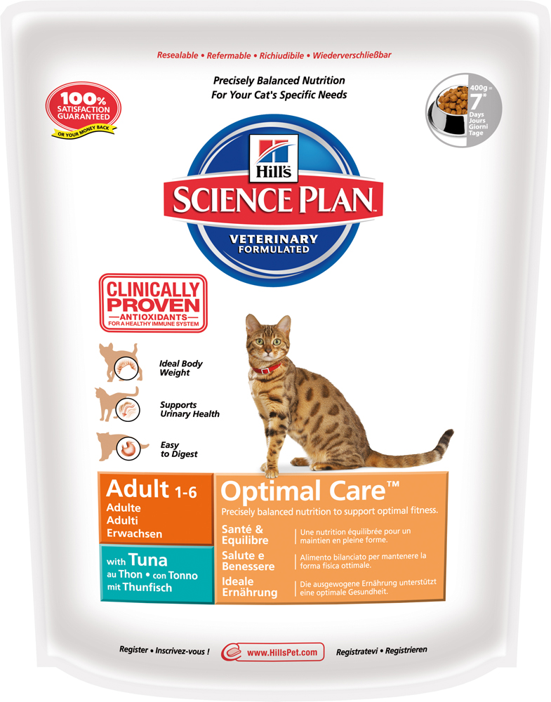 Image сухой корм для кошек Hills Science Plan Feline Adult Optimal Care with Tuna 0,4 кг