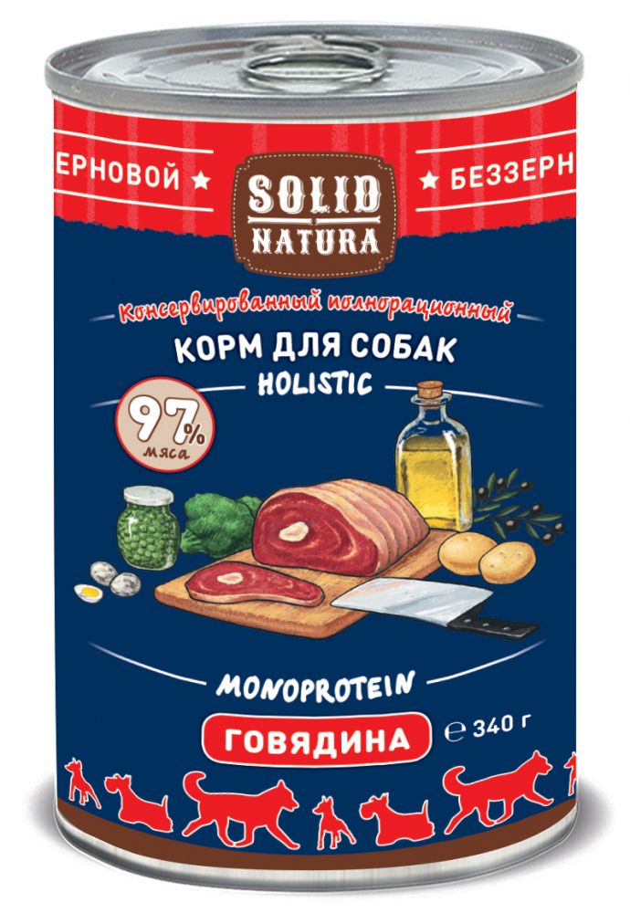 Image влажный корм для собак Solid Natura Holistic Говядина 0,34 кг