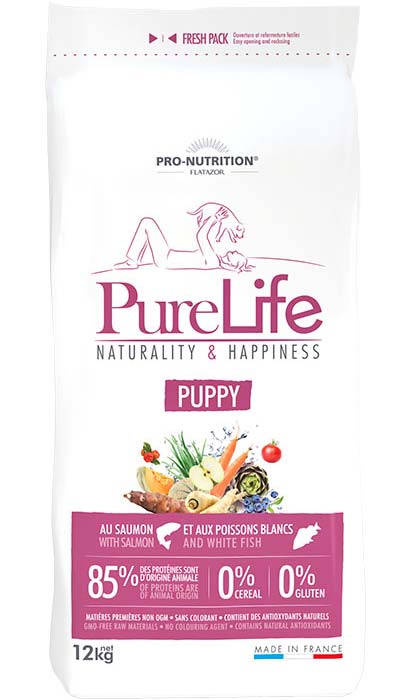 Image flatazor Гипоаллергенный сухой корм для щенков с лососем и белой рыбой Pure Life Puppy (12 кг)