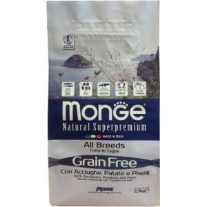 Image monge Dog Grain Free беззерновой корм для собак всех пород анчоусы c картофелем и горохом 2,5 кг