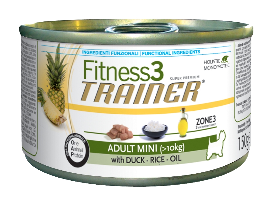 Image влажный корм для собак Trainer Fitness3 No Gluten Adult Mini Duck and rice canned 0,15 кг