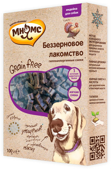 Image мнямс Лакомство для собак беззерновое лакомство Grain Free с индейкой (100 г)