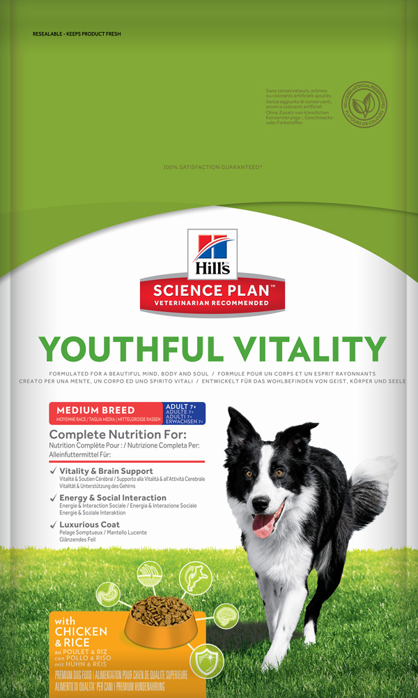 Image сухой корм для собак Hills Youthful Vitality Medium Breed Adult 7+ 10 кг