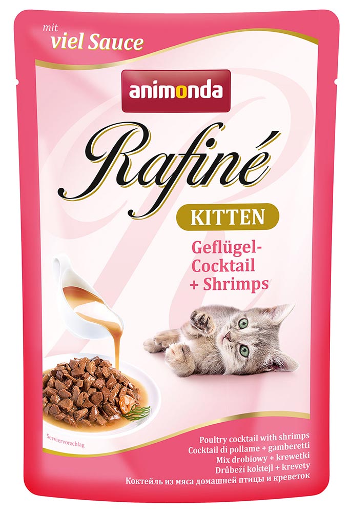 Image влажный корм для кошек Animonda Rafine Soupe Kitten пауч коктейль из птицы и креветок для котят 0,1 кг