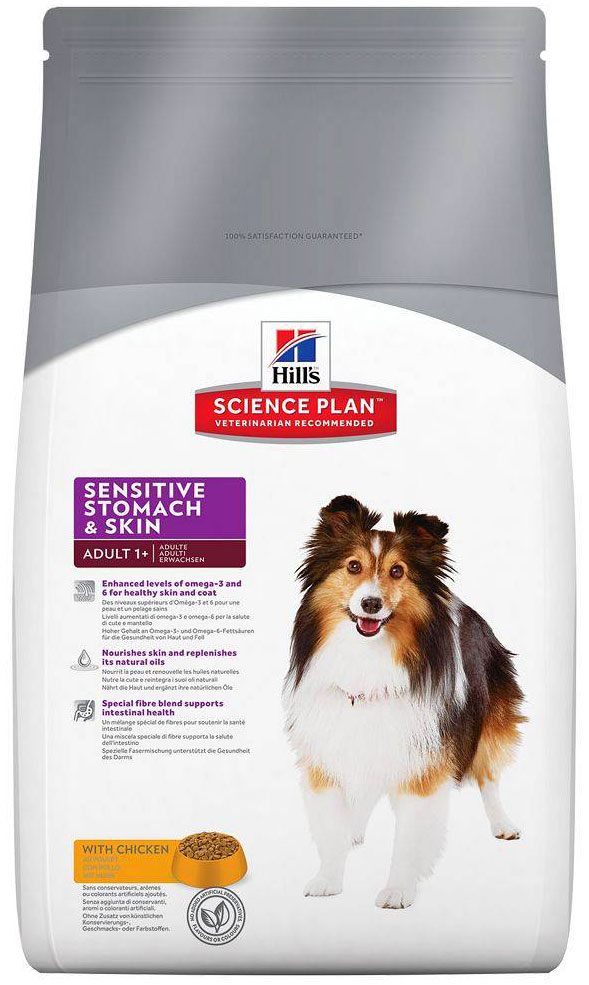 Image сухой корм для собак Hills Science Plan Canine Adult Sensitive Stomach&Skin Chicken 12 кг