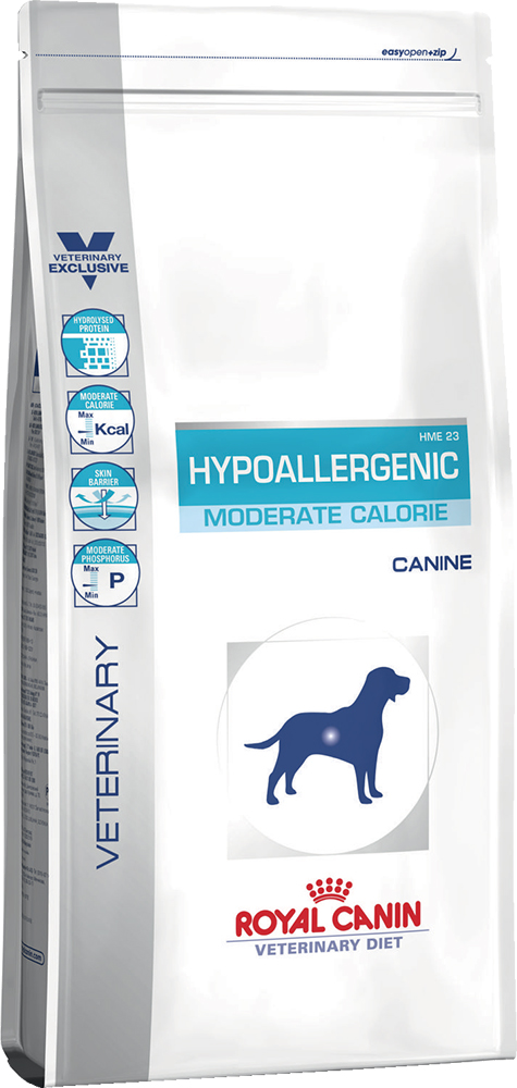 Image сухой корм Royal Canin Hypoallergenic HME23 Moderate Calorie диета для собак 1,5 кг