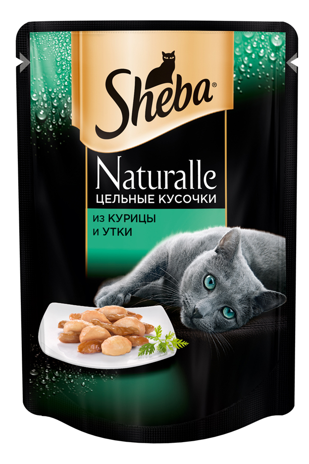 Image влажный корм для кошек Sheba Naturalle курица с уткой пауч 0,08 кг