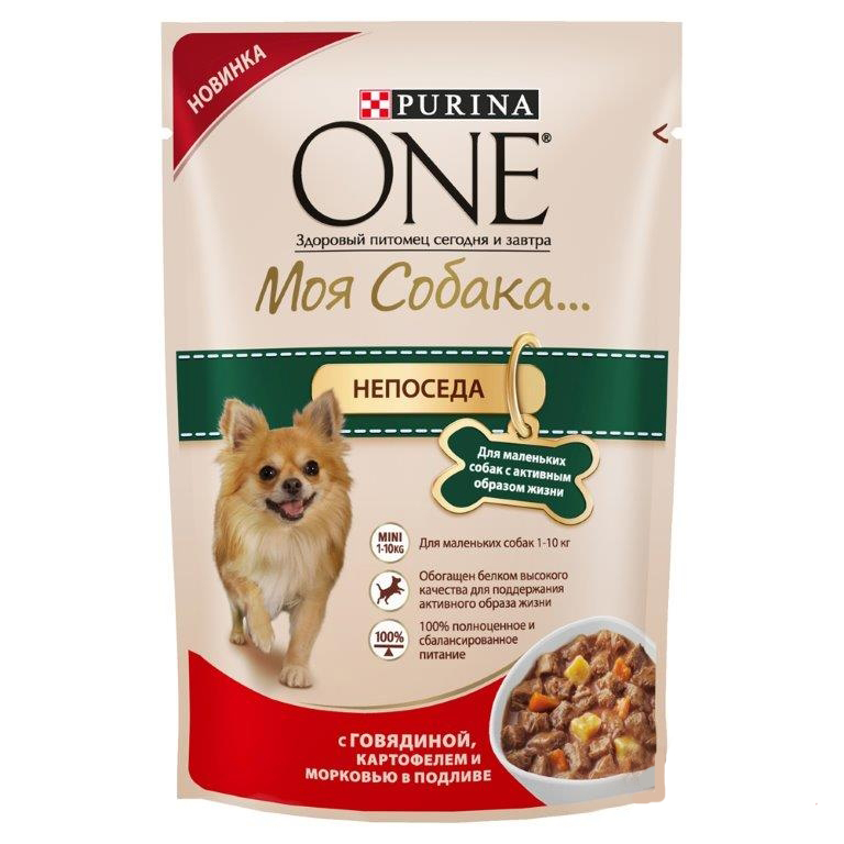 Image влажный корм для собак Purina One с говядиной Моя собака... Непоседа 0,1 кг