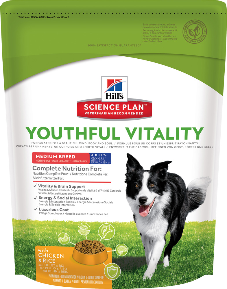 Image сухой корм для собак Hills Youthful Vitality Medium Breed Adult 7+ 0,75 кг