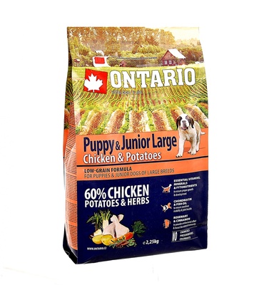 Image ontario Сухой корм для щенков и юниоров крупных пород с курицей и картофелем Puppy&Junior Large Chicken&Potatoes (12 кг)