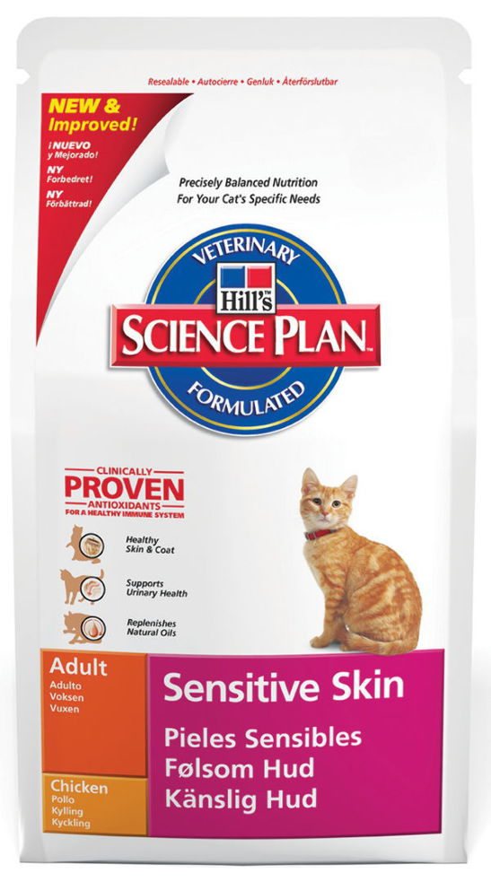 Image сухой корм для кошек Hills Science Plan Sensitive Skin Adult Chicken 1,5 кг