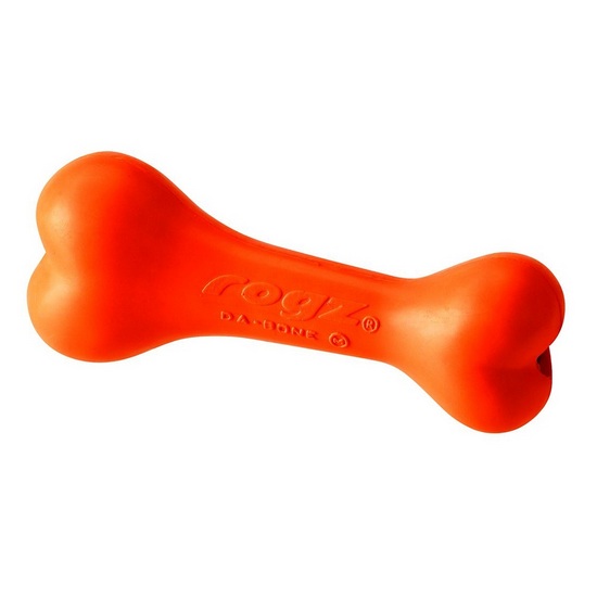 Image rogz Игрушка для собак &quot;Кость из литой резины большая&quot; Da Bone Rubber Chew Toy (Оранжевый)