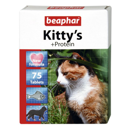 Image beaphar Kitty's + Protein Витаминизированное лакомство для кошек (с протеином), 75 таблеток