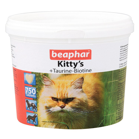 Image beaphar Kitty's Taurin + Biotin Витаминизированное лакомство для кошек (с таурином и биотином), 750 таблеток