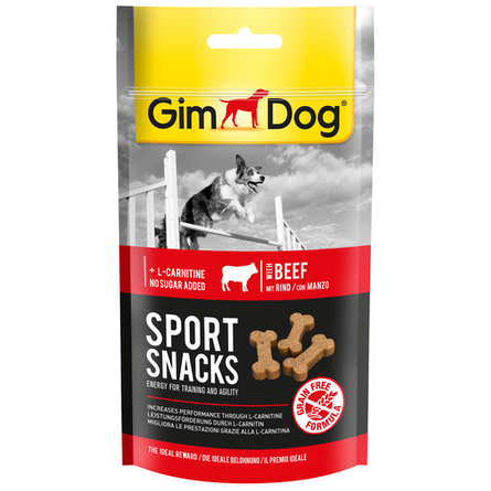 Image gimdog Sport Snacks лакомство для собак с говядиной и L-карнитином, 60 гр