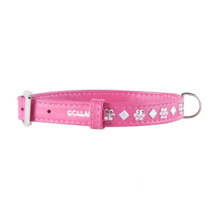 Image coLLaR Ошейник "Glamour" для собак, со стразами "Цветочек", ширина 2 см, длина 30-39 см, розовый