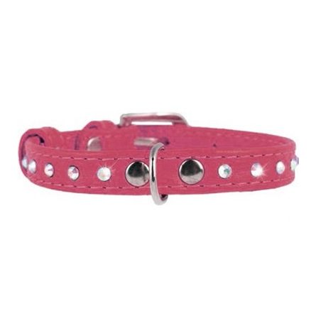 Image collar Glamour Ошейник с клеевыми стразами, ширина 1 см, длина 19-25 см, розовый