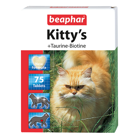 Image beaphar Kitty's Taurin + Biotin Кормовая добавка для кошек (с таурином и биотином), 75 таблеток