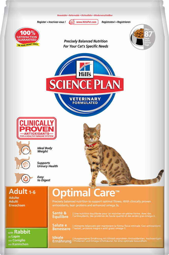 Image сухой корм для кошек Hills Science Plan Feline Adult Optimal Care with Rabbit 5 кг