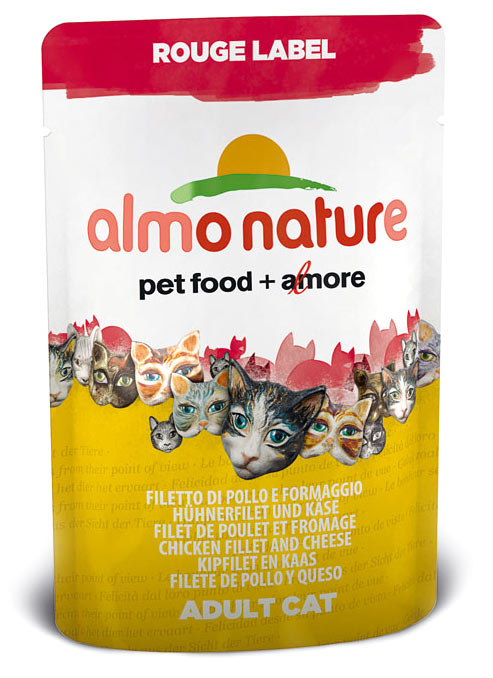 Image влажный корм для кошек Almo Nature Rouge label Adult Cat with Chicken Fillet & Cheese 0,055 кг