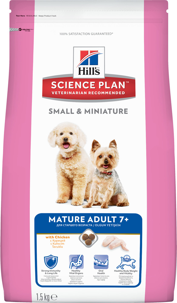 Image сухой корм для собак Hills Science Plan Mature Adult 7+ Small & Miniature with Chicken 1,5 кг