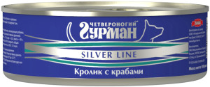 Image влажный корм для собак Четвероногий Гурман Silver line Кролик с крабами 0,1 кг