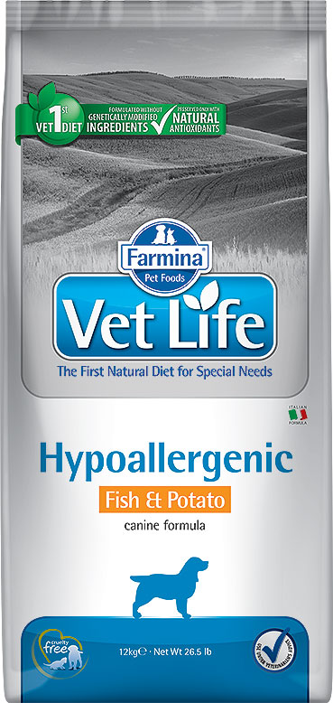 Image сухой корм Farmina VET LIFE Canine Hypoallergenic Fish&Potato диета для собак 2 кг